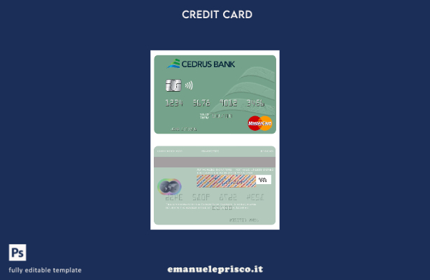 modello di carta mastercard Lebanon Cedrus Bank in stile verificato